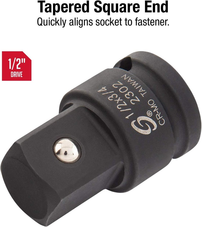 Sunex Tools 2302 1/2 Inch Drive Impact Adapter - 1/2" Female to 3/4" Male, Cr-Mo Steel with Ball Detent - Image 2